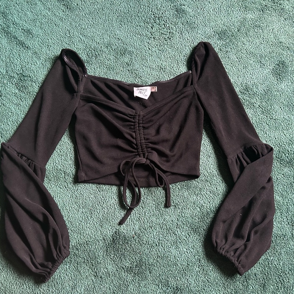 Princess Polly Black Ruched crop top